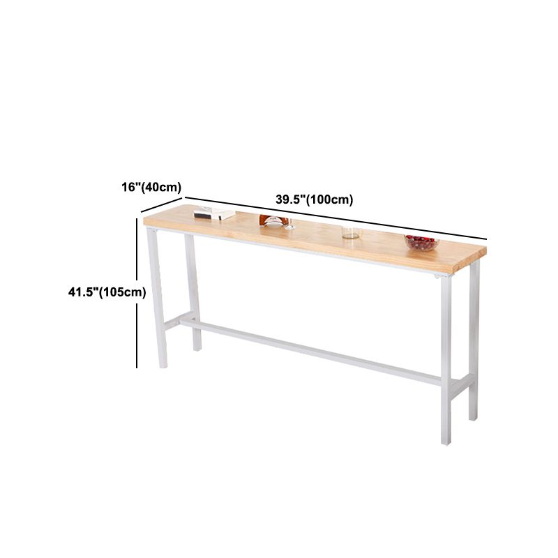 Wooden Bar Dining Table Industrial Bar Height Cocktail Table with Metal Base
