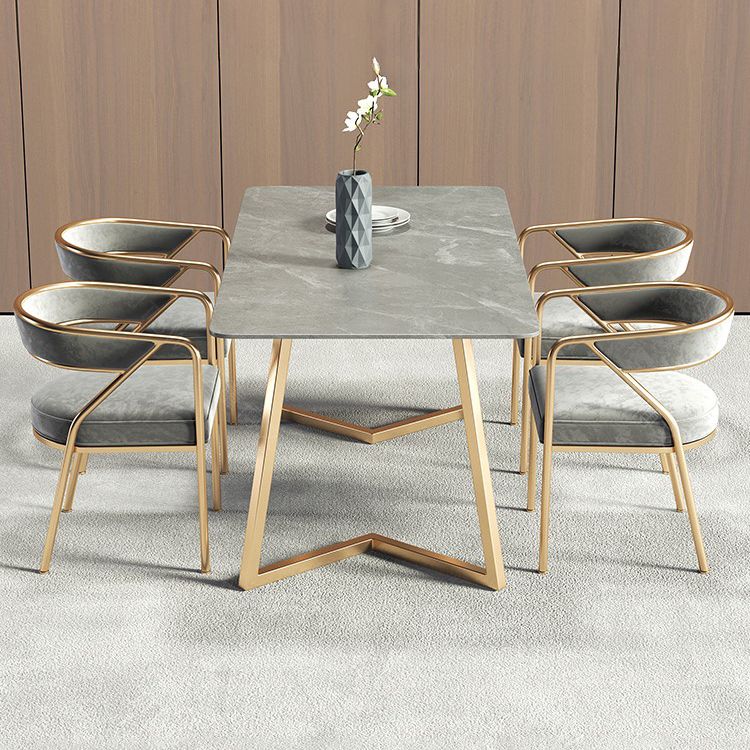 1/4/5/7 Pcs Metal Scandinavian Dining Room Set with Rectangle Table Dining Set