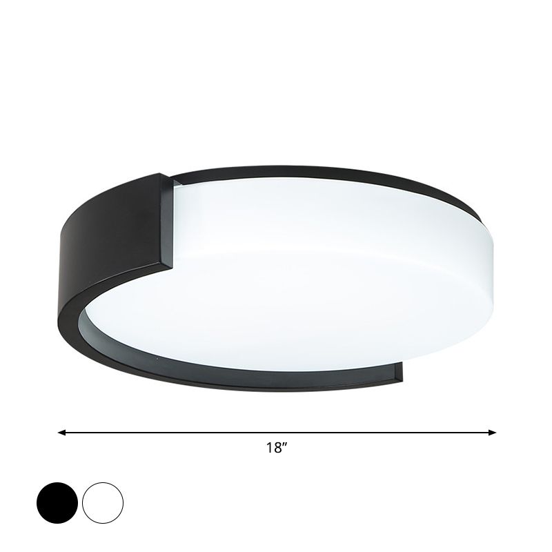 Plafoniera a forma di tamburo Semplice illuminazione a LED in acrilico nero/bianco da incasso con cornice a forma di C, luce calda/bianca