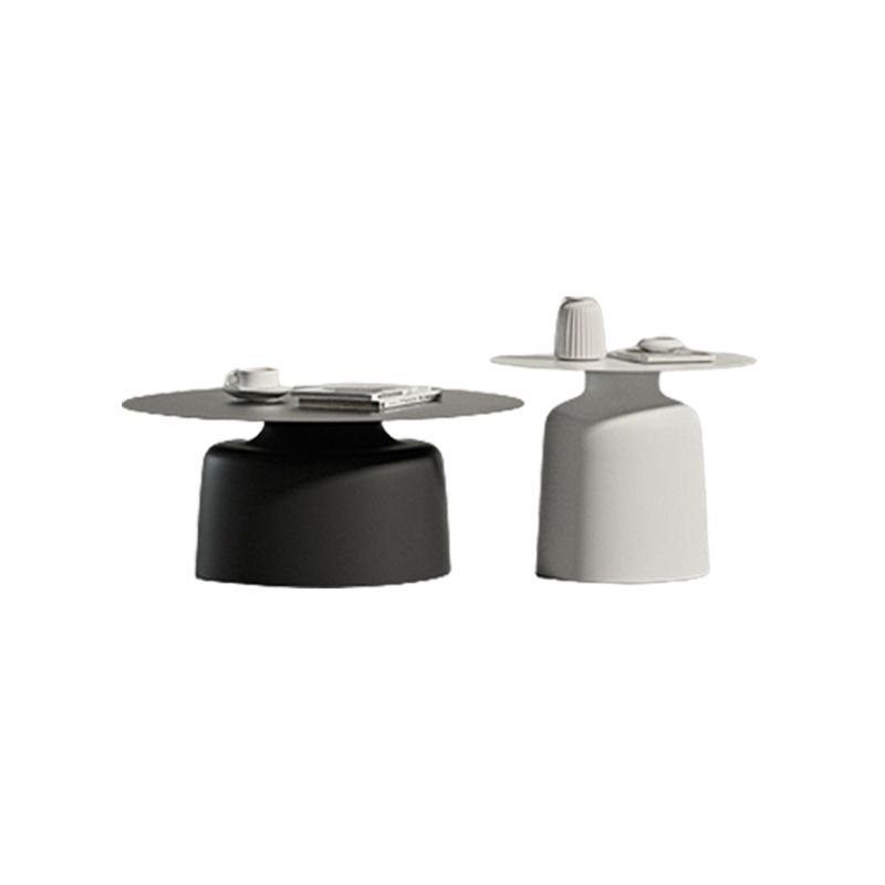 Pedestal Design Cocktail Table White/black Iron Round Coffee Table