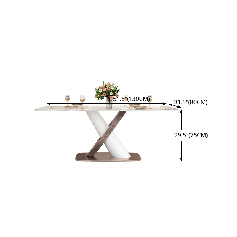 Luxury Sintered Stone Top Table Rectangle Table with Pedestal Base