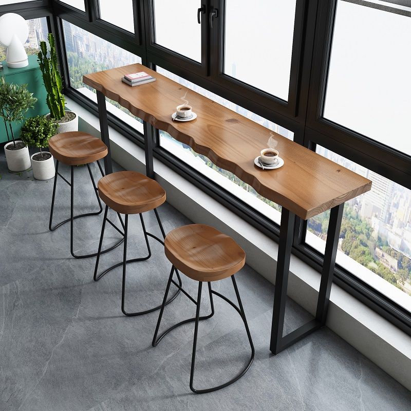 Solid Wood Brown Bar Height Pub Table Sled Modern Bar Height Cocktail Table