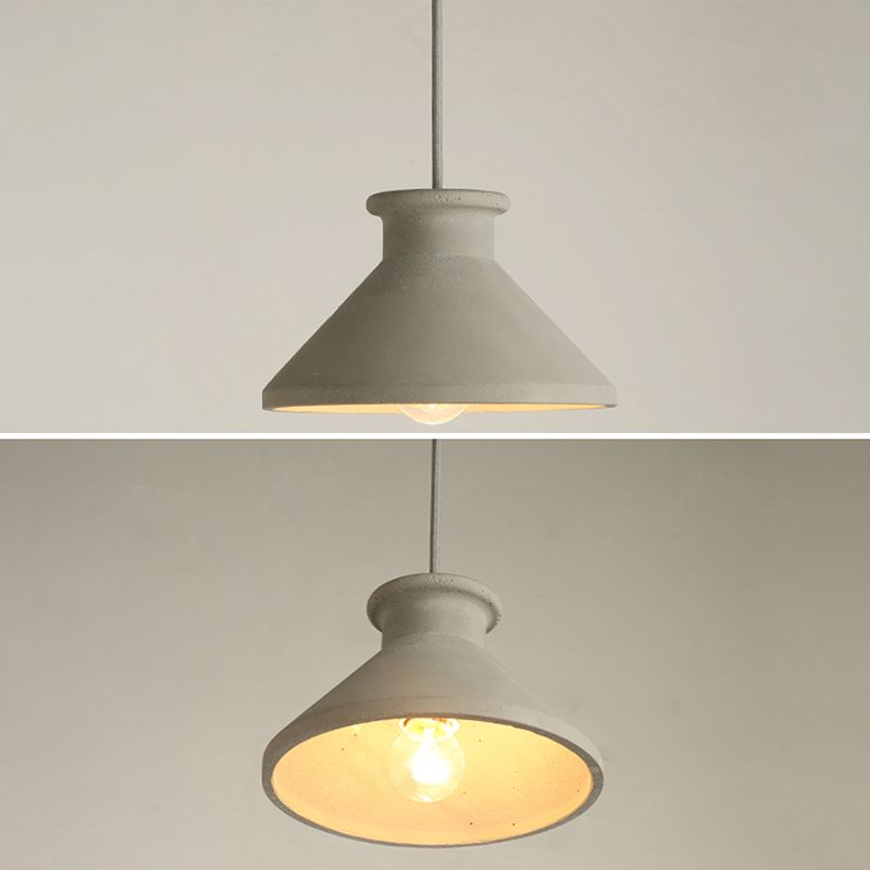 Cement Shaded Suspension Lighting Nordic 1 Head Grey Pendant Light for Dining Room
