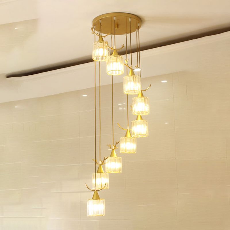 Cylinder Shape Hanging Lights Modern Style Crystal Hanging Light Fixtures
