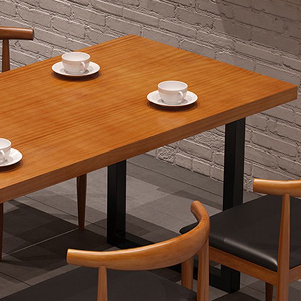 Industrial Wood Double Pedestal Dining Table Natural Rectangle Table