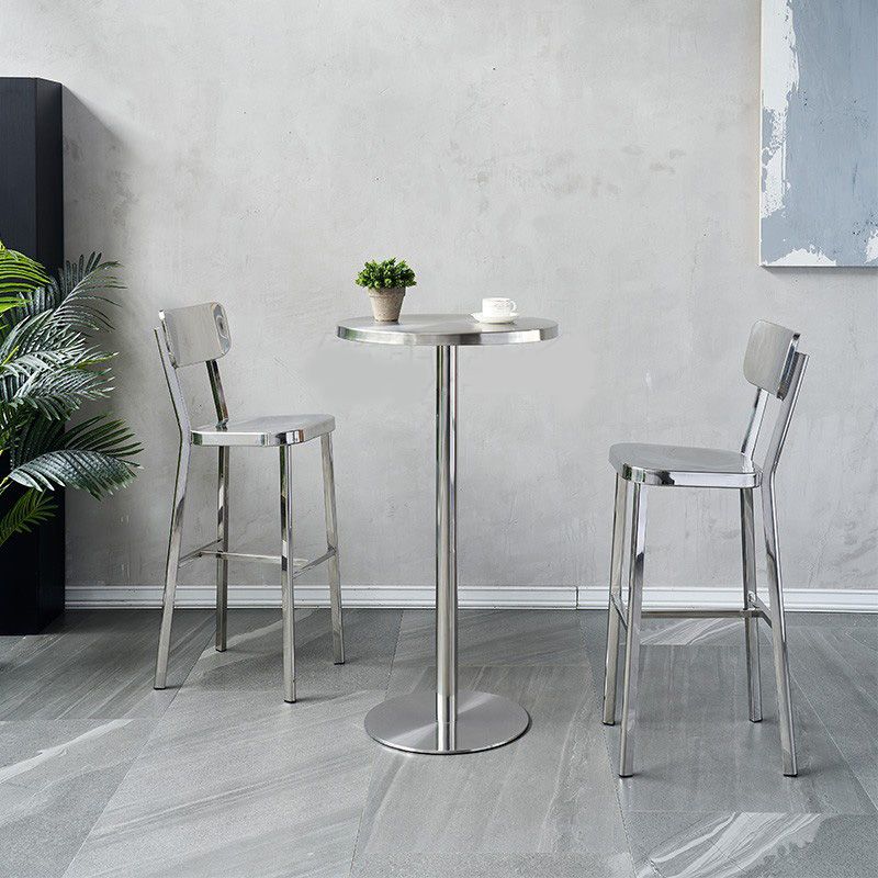 Industrial Style Counter Stool Silver Metal Barstool for Living Room