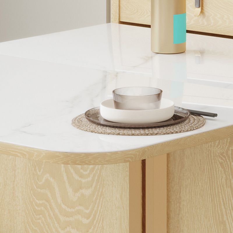 Folding Dining Table Set 1/3/5/7 Pcs Stone Top Dining Table with Upholstered Chairs