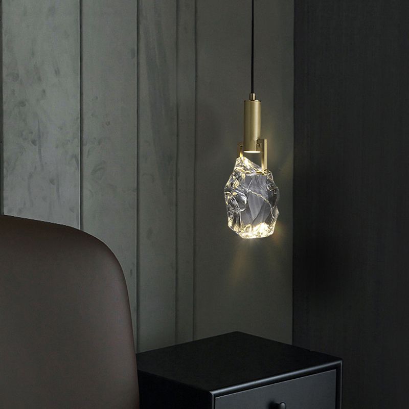 Cristaux clairs bloque les éclairages suspendus 11 "H lampe suspendue en or pour la table à manger