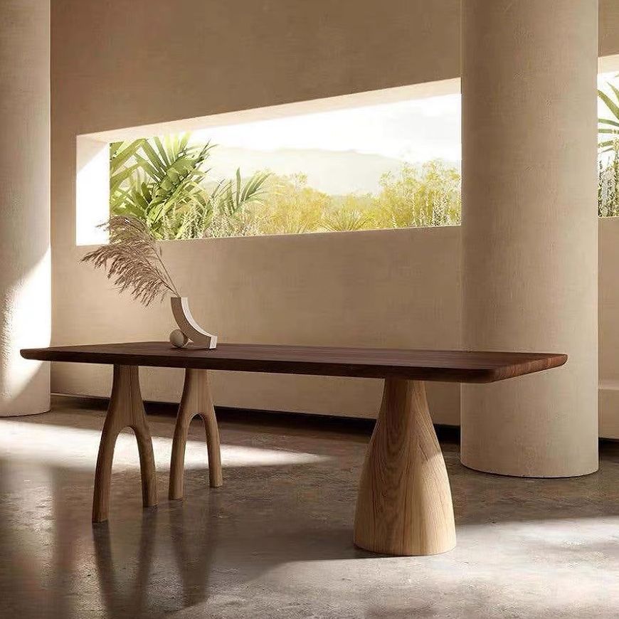 Rechthoek houten eettafel voor restaurant industriële tafel met 3 poten