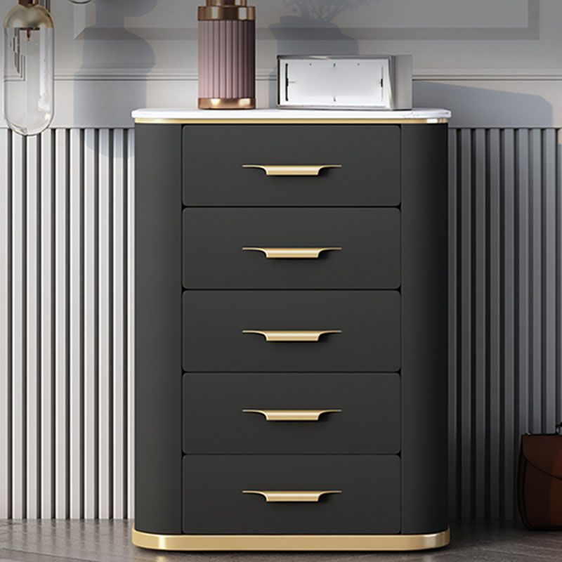 Glam Chest Bedroom Stone Vertical Storage Chest with 5 Drawers