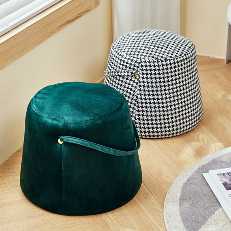 Glam Ottoman Velvet Upholstered Solid Color Tear Resistant Round Ottoman