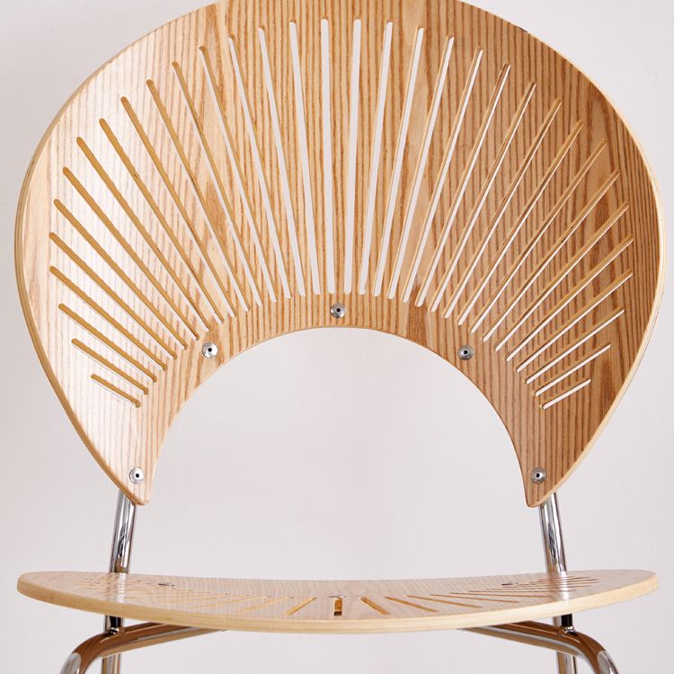 Sillas de comedor de madera de estilo moderno, respaldo abierto, sillas laterales con patas de metal