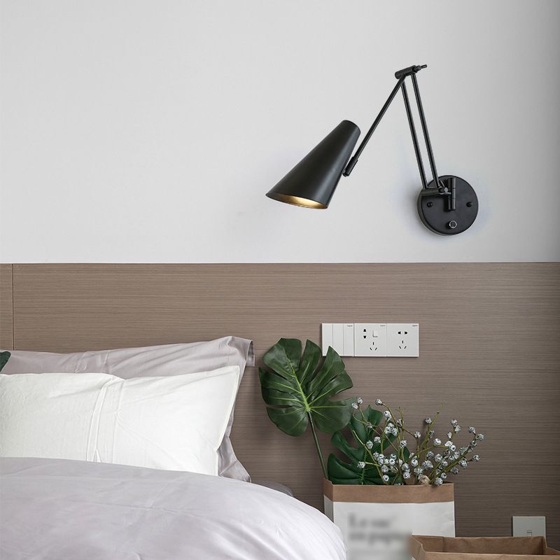 Modern Style Metal Wall Sconce 1 Light Wall Mount Light for Bedroom Bedside