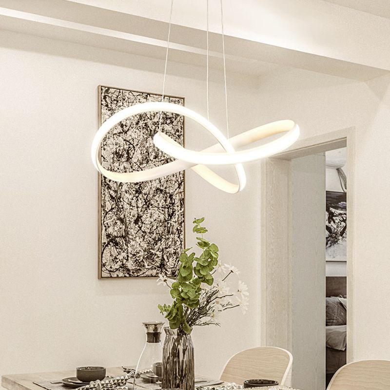 Acrylic Linear LED Hanging Lamp in Modern Simplicity Metal Pendant Light for Dining Room