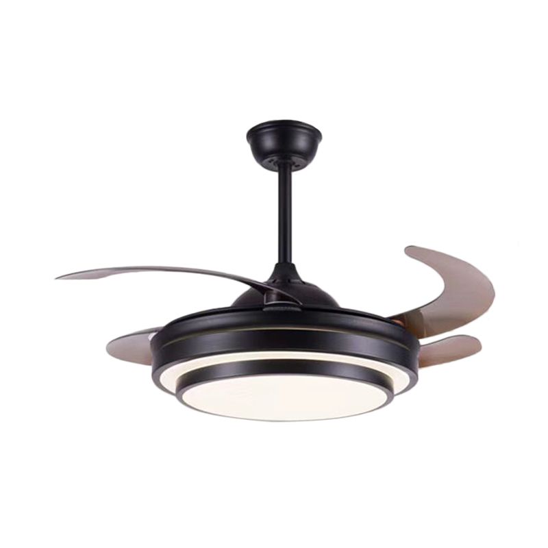 Lampe a 4 lame rotonde in metallo a livello semifulco modernismo modernismo lampada a ventola a soffitto per sala da pranzo, largo 19 "