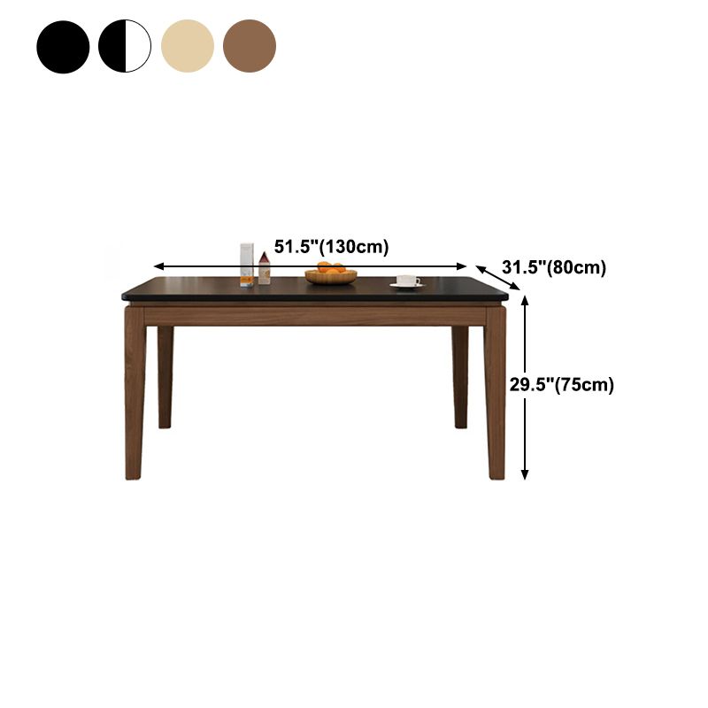 Rectangle Stone Top Table Mid-Century Modern Dining Table with 4 Wood Legs