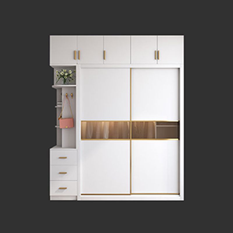Contemporary Style Wooden Wardrobe Soft Close Door Wardrobe Closet with Drawer