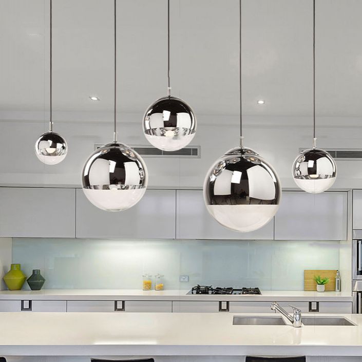 Bal hangende licht moderne stijl glas 1 licht spoeling hanglamp armaturen