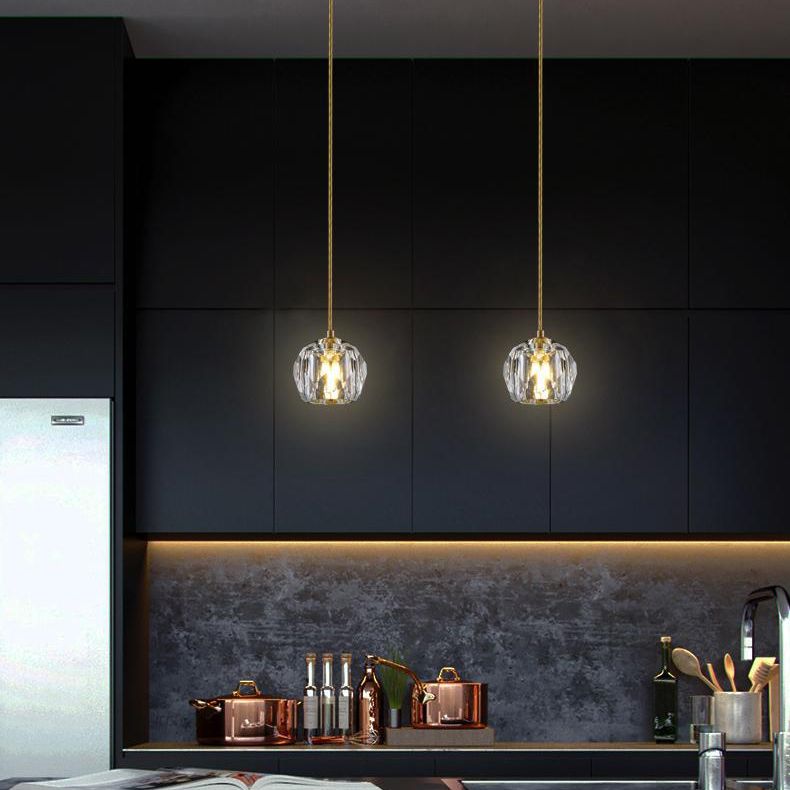 Kopergoudhangende lamp in moderne artistieke stijl kristallen geometrische hanglamp voor eetkamer