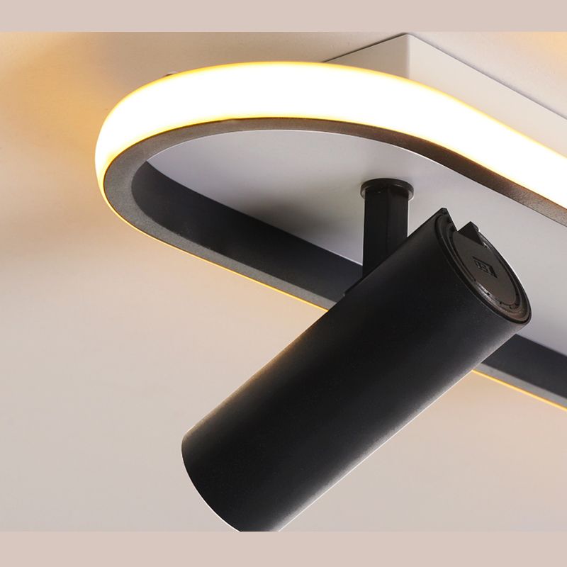 Linear LED Track Lighting Fixtures Modern Iron Ceiling Light with 2 Spotlights