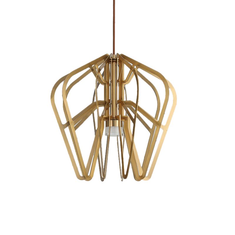 Crown Shaped Bistro Drop Pendant Metal Postmodern LED Hanging Light Fixture in Gold