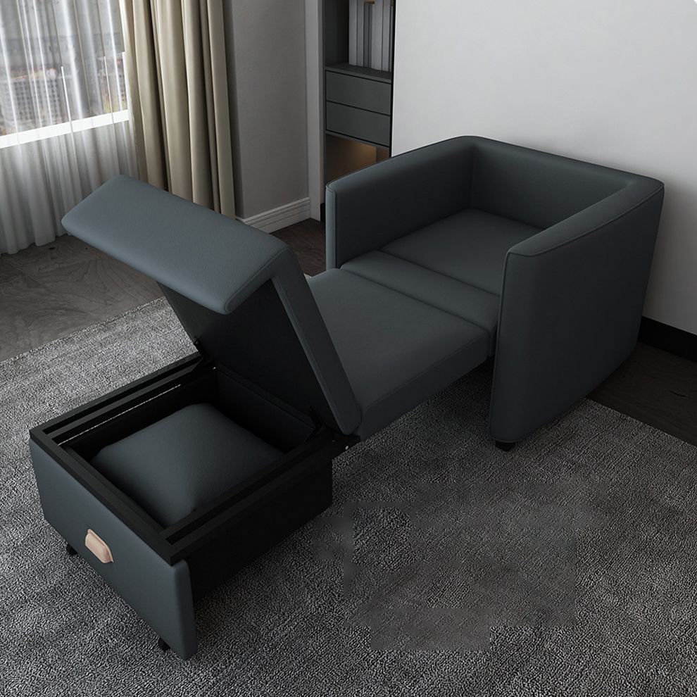 Metal Frame Futon Chairs Faux leather Square Arms Sofa Bed with Upholstered, 31.49" Wide