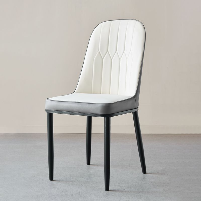 Sillas de comedor de estilo moderno, silla Parsons lateral sin brazos de metal para cocina