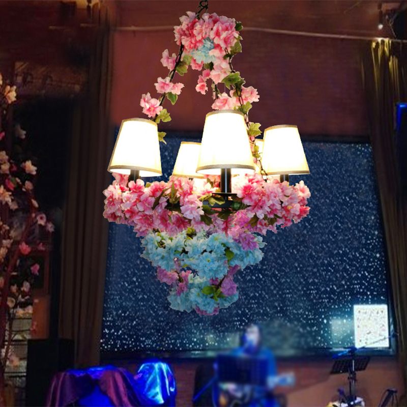 Lampada lampadina in fiore di fattoria in fiore illuminazione a sospensione a LED metallizzato in nero/rosa/verde per sala da pranzo