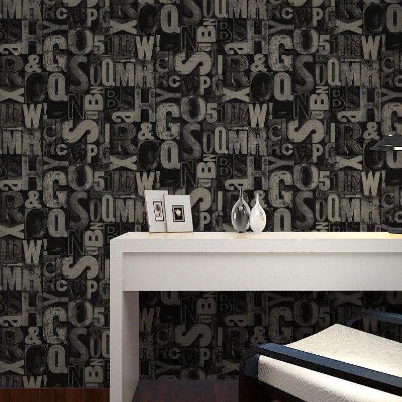 Living Room Wallpaper Roll with Soft Color English Letter Design, 57.1 sq ft., Non-Pasted