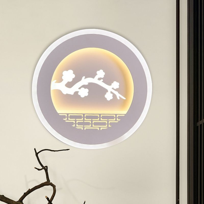 Simplicité Cercle Conce Light avec voilier / arbre Salle d'étude en acrylique LED LEMPUR MUR ALIMENTATION EN BLANC