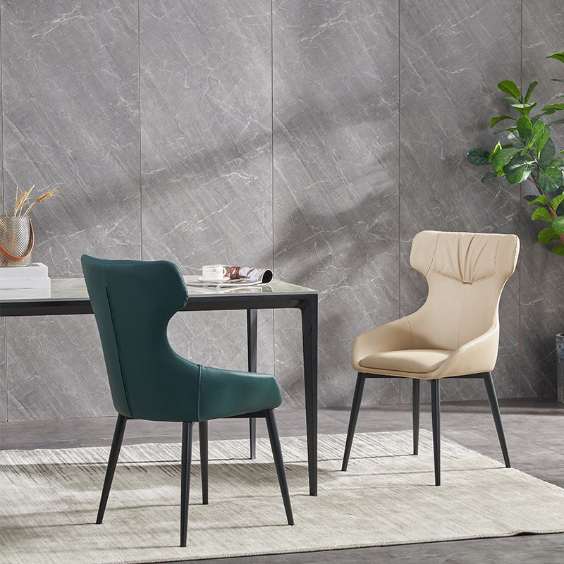 Modern Armless Dining Chairs Faux Leather Upholstered Dining Side Chair