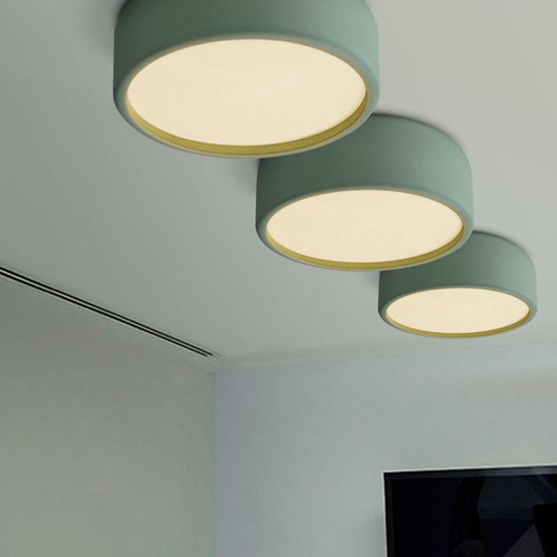 Plafonnier en forme de macaron circulaire en acrylique, plafonnier en fer forgé de Style concis et moderne pour chambre à coucher