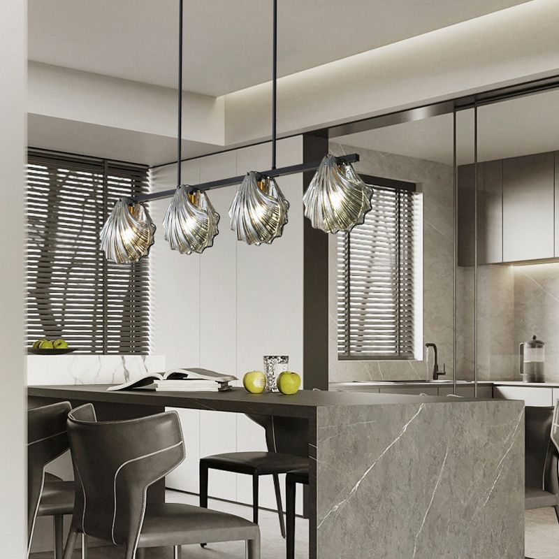 Glass Shell Shape Chandelier Light Modern Style Multi Lights Chandelier Light Fixture