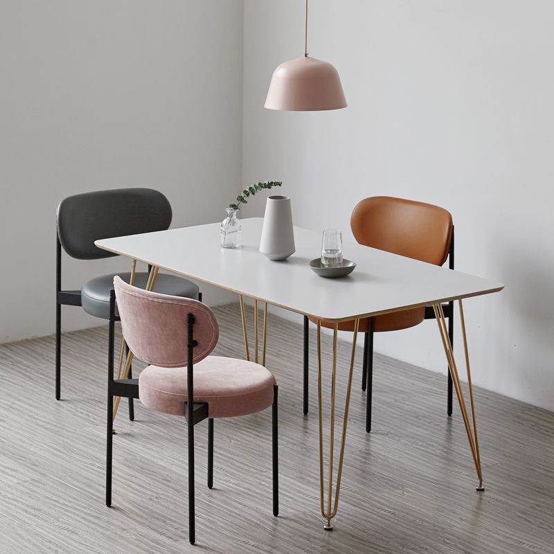 Modern Metal Base Indoor Chair 32''H Open Back Dining Side Chair with 4 Legs