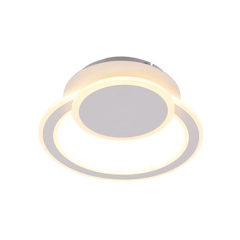 White/Green Hoop LED Flush Mount Light Simplicity Metal Ceiling Lighting in Warm/White Light for Bedroom