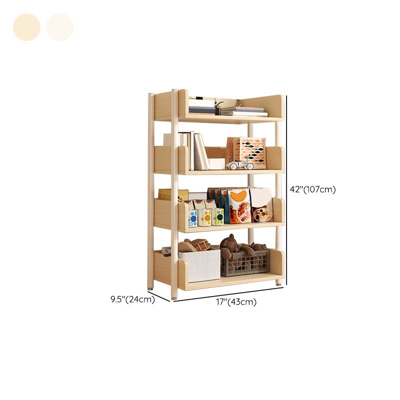 Freestanding Iron Frame Book Organizer White and Light Wood Bookcase