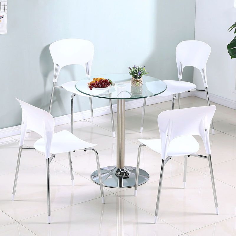 Glass Top Dining Table Modern Round Dining Table with Pedestal Base
