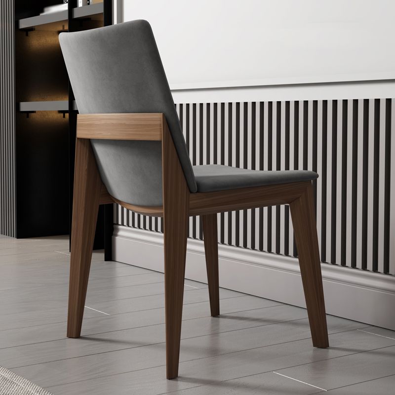 Silla de comedor gris tapizada moderna con respaldo sólido de la silla lateral de la tienda de manicura