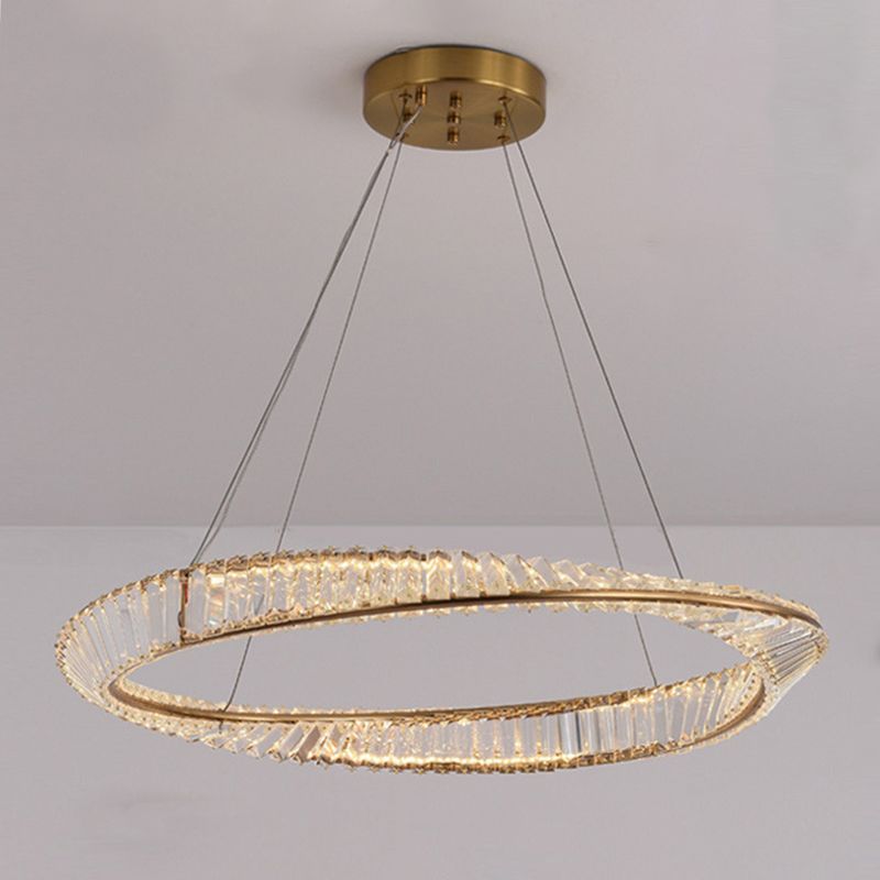 Light Luxury Style Crystal Pendant Lighting LED Hanging Lamp Kit for Dining Room Living Room