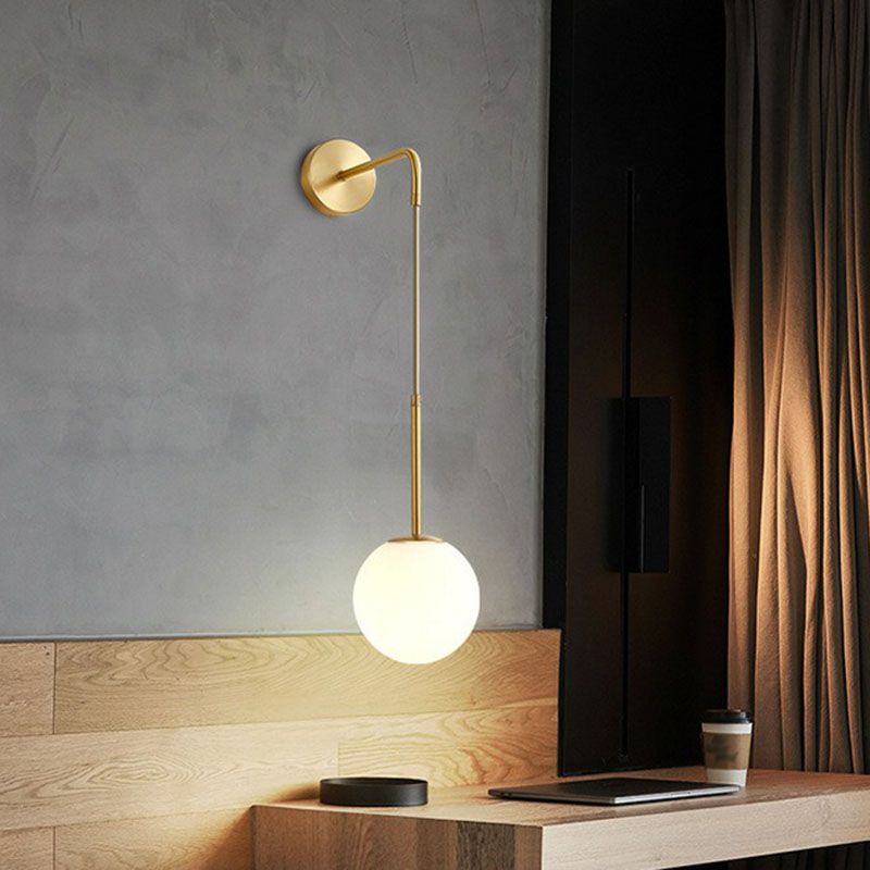 Postmodern Globe Wall Mounted Lamp Glass 1-Light Bedroom Wall Hanging Light Fixture