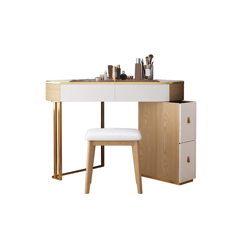 4-Drawers Mirrored Dressing Table Glass Top Make-up Vanity Stool Set