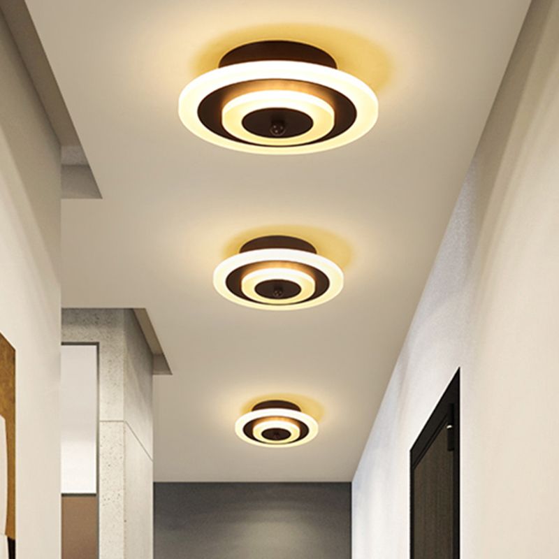 Wit/Koffie LED Gang Plafondlamp Eenvoudig Acryl Rond/Vierkant Inbouwverlichting in Warm/Wit/Natuurlijk Licht