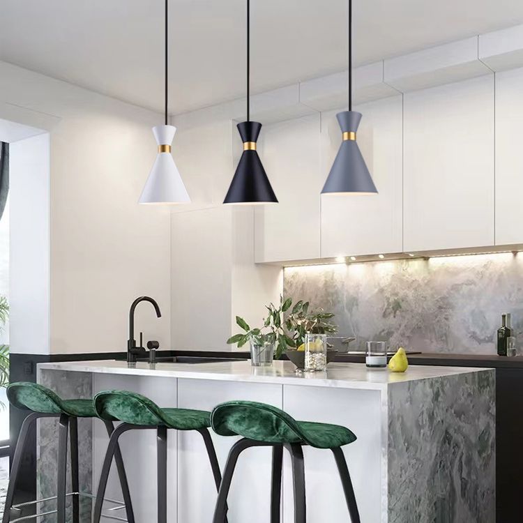 Metal Cone Hanging Lights Modern Macaron Style 1 Head Hanging Mount Fixture for Bedroom