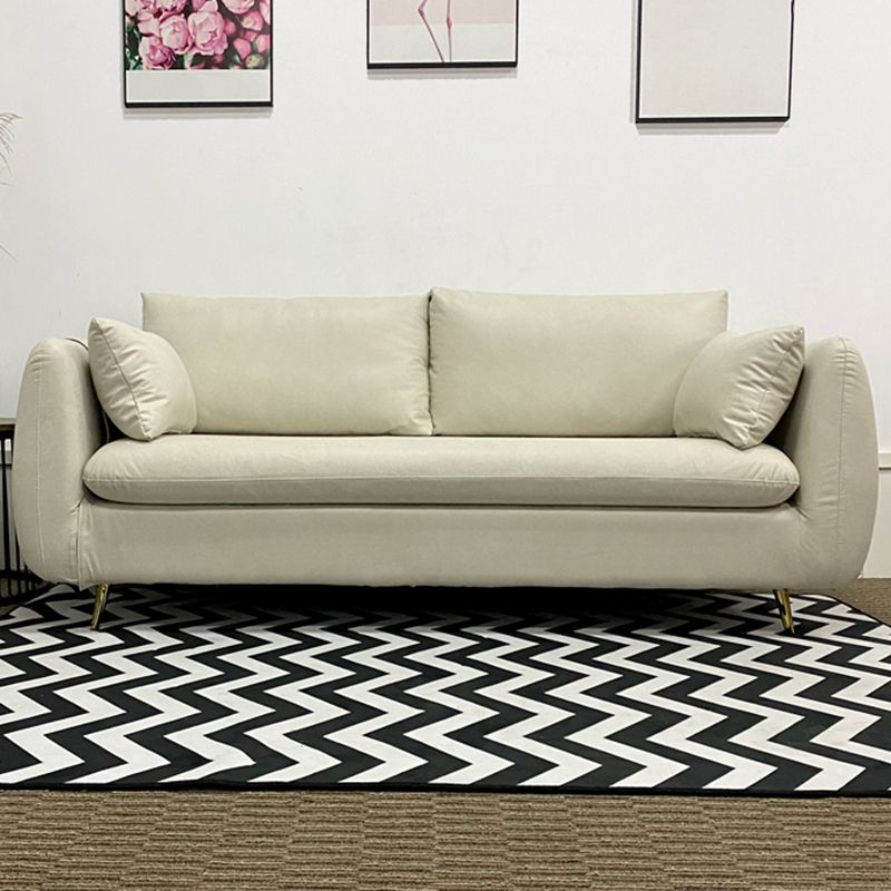 Contemporary Standard Sofa Square Arm Settee Couch with 2 Pillows
