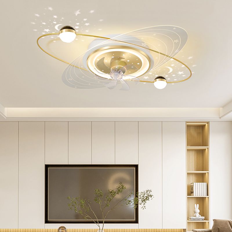 Modern Style Geometry Ceiling Fan Lamps Metal 3 Light Ceiling Fan Lighting for Bedroom