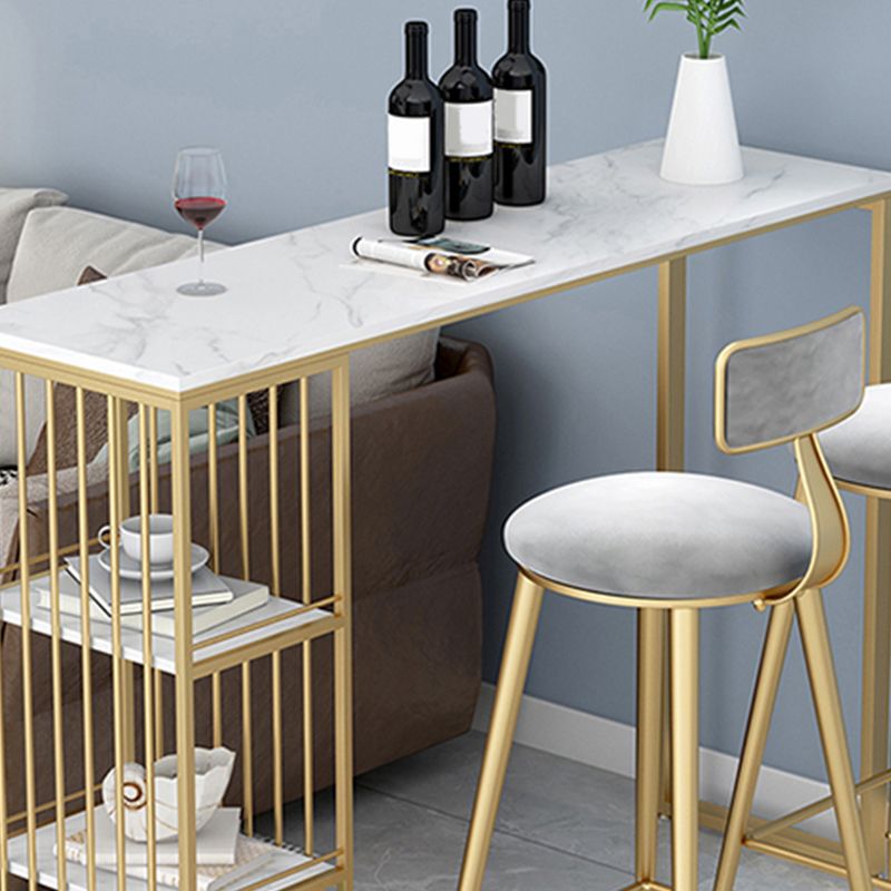 Industrial Style Bar Table Stone Rectangle Pub Table for Outdoor and Breakroom