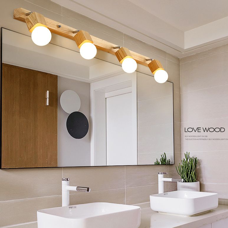 Moderne houten ijdelheid spiegel licht verstelbare gewapende badkamer ijdelheid sconce lichten