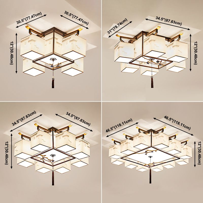 Luminaire encastré en tissu multi-lumières, luminaire de montage encastré de simplicité de Style chinois