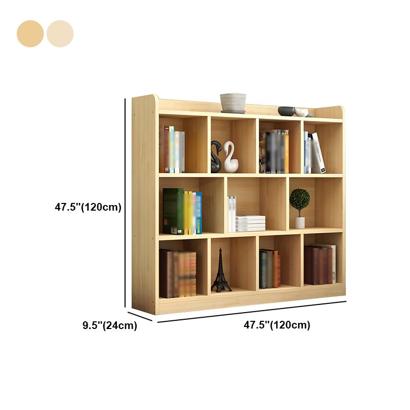 Closed Back Bookshelf Solid Wood Contemporary Style Natural Bookcase for Office