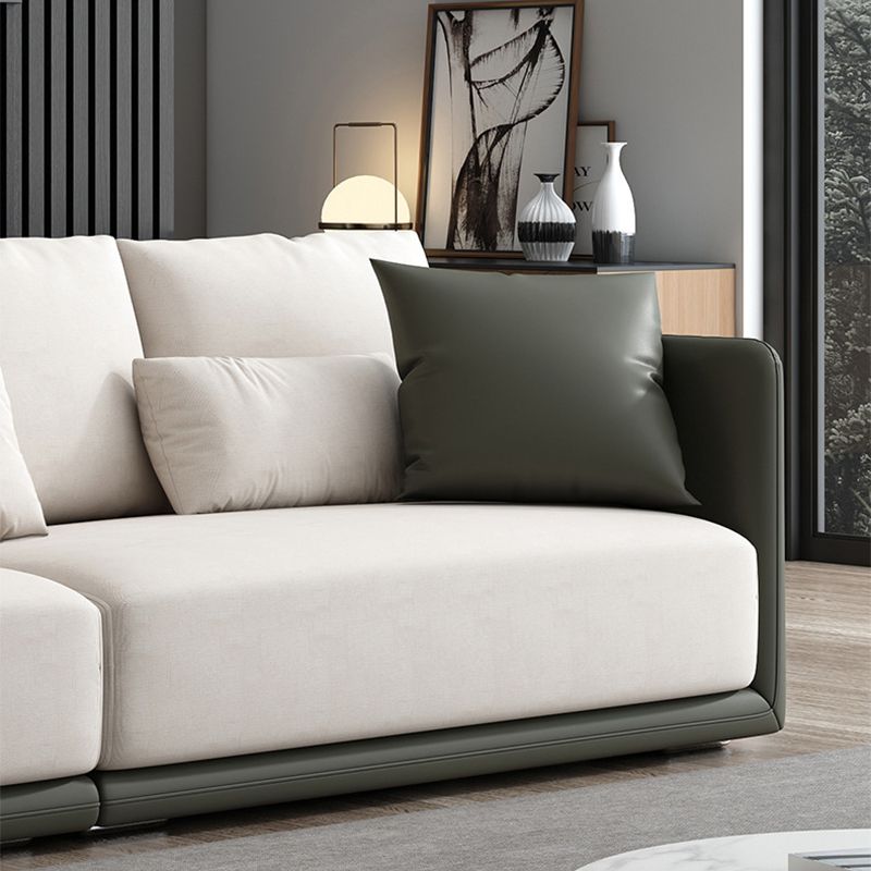 Faux Leather Sectional Square Arm Cushion Back Sofa for Living Room